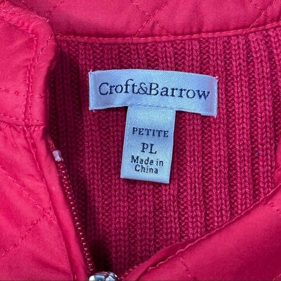 Petite Croft & Barrow Red Quilted Sweater Jacket - Picture 12 of 16